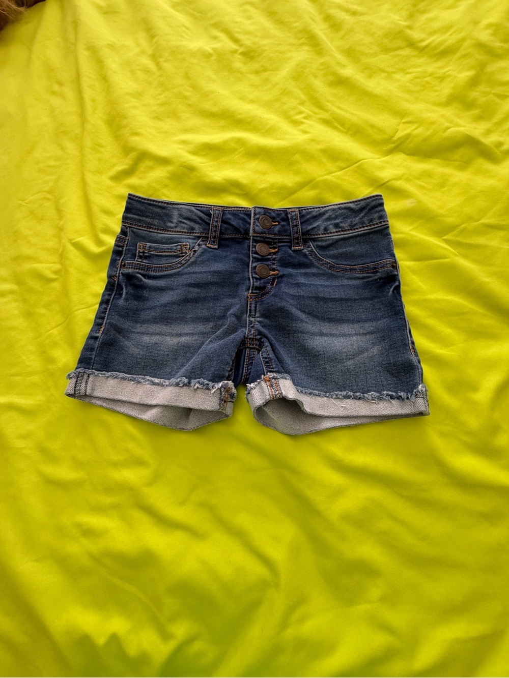 Girls' Dark Blue Denim Roll-Cuff Jean Shorts